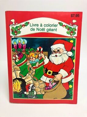 Vintage Christmas Coloring Book 1991 Livre à colorier géant de Noël Années 90